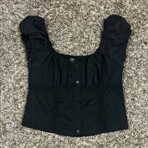 SHEIN Black Puff Sleeve Blouse